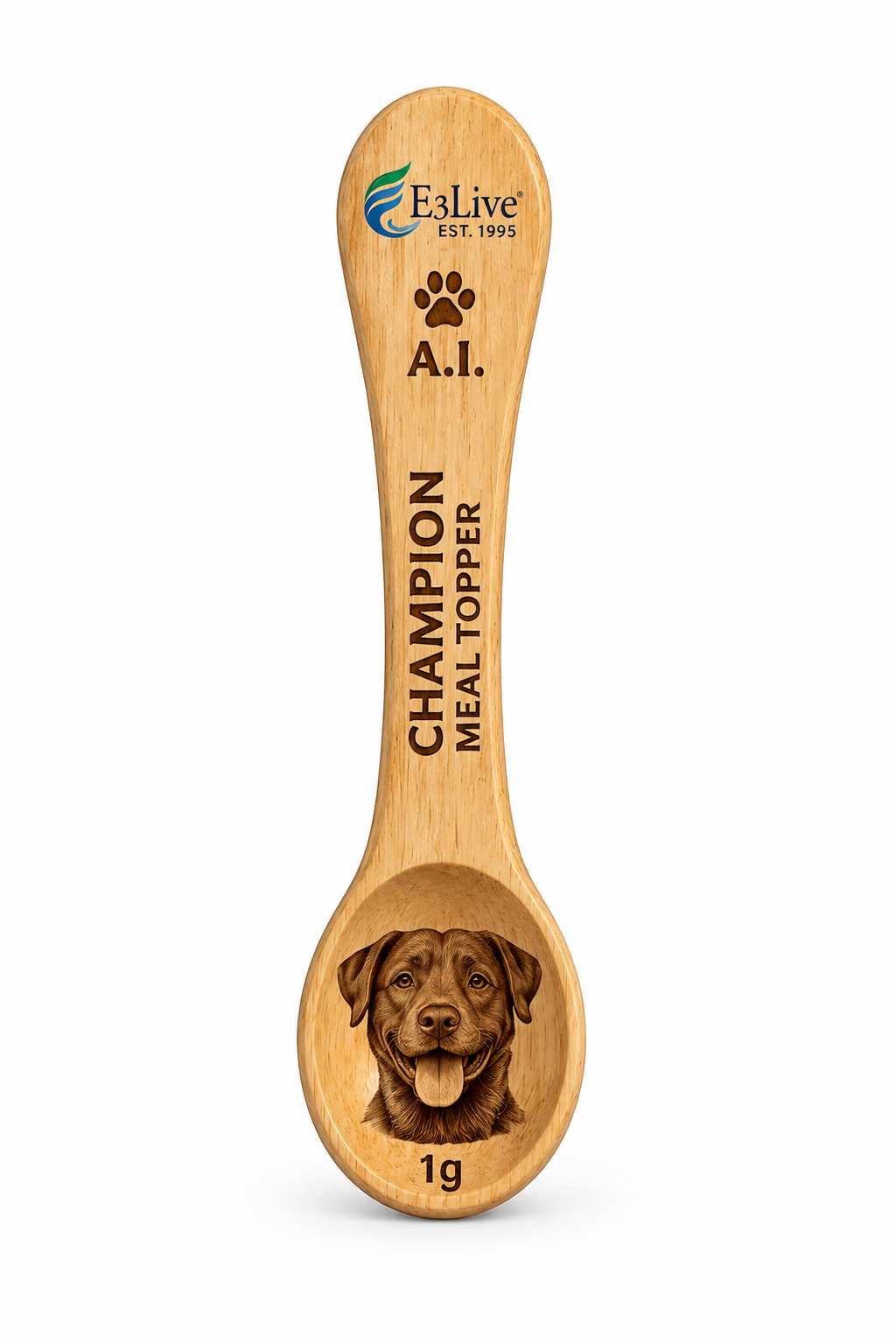 Champion Measuring Spoon — E3Live® engraved 1g precision wooden spoon